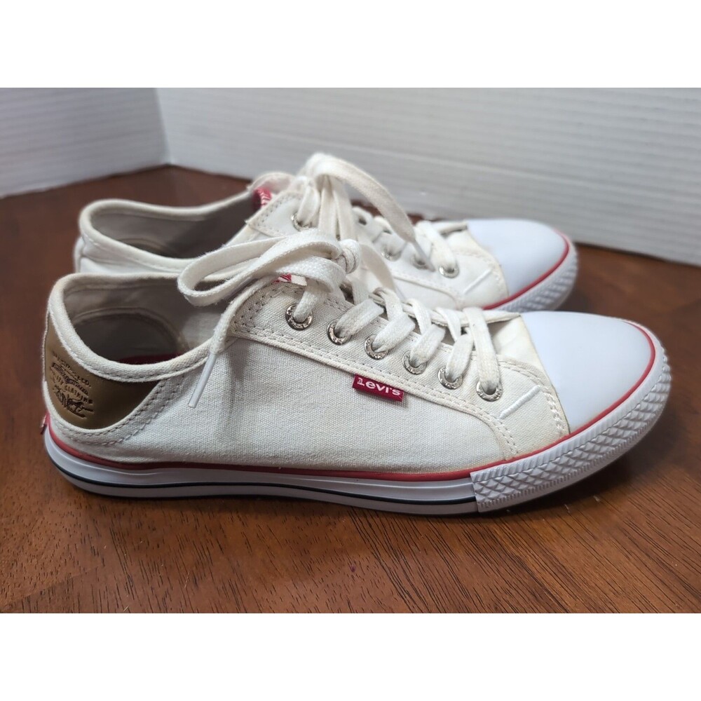 LEVI'S STAN Womens Size 8.5 BUCK CANVAS SNEAKERS TENNIS SHOES White LOGO